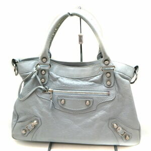 BALENCIAGA The Giant Town Bag Leather Blue